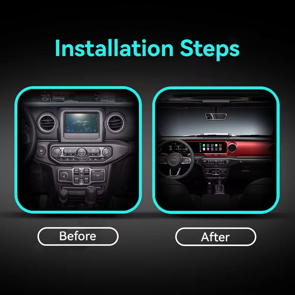 For Jeep Wrangler 2018-2024 Digital Dashboard Cluster Dual Screen Car Radio Strip Screen CarPlay Android Auto Speed Meter Screen