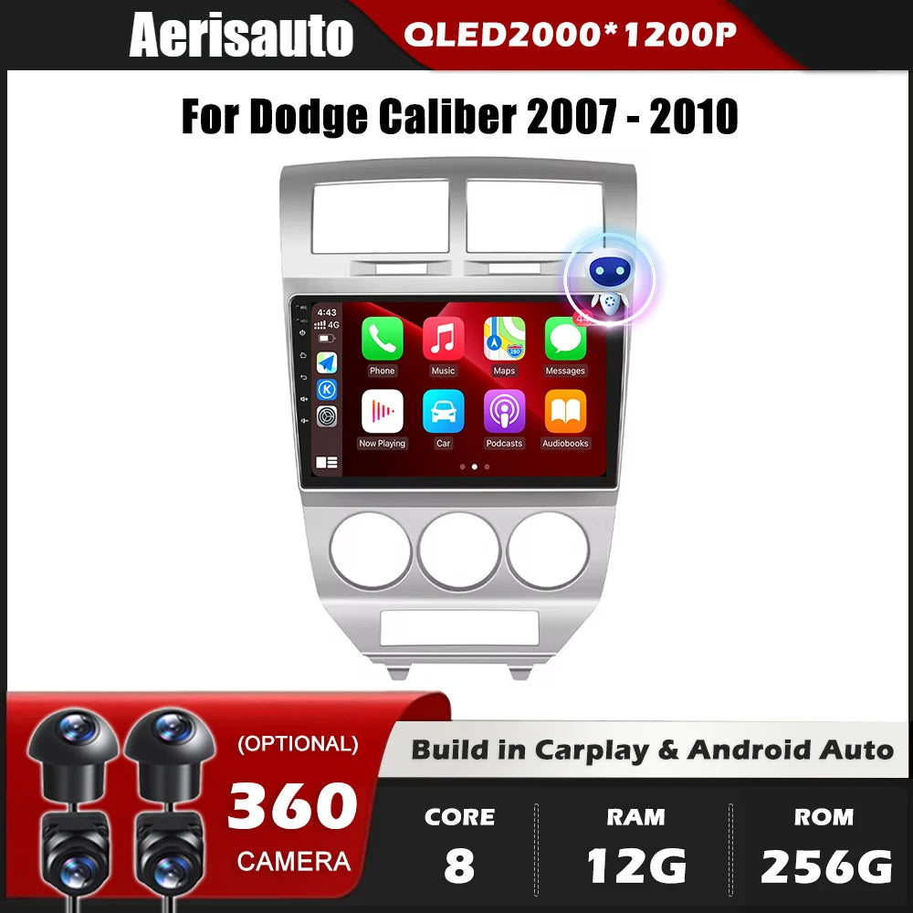 9‘’For Dodge Caliber 2007-2010 AERISAUTO for Apple Android screen and  Android Auto