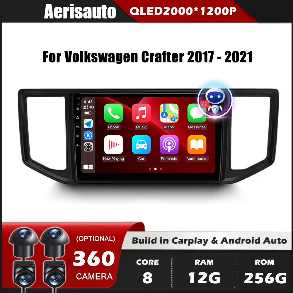 9''For Volkswagen Crafter 2017-2021 AERISAUTO for Apple Android screen and  Android Auto
