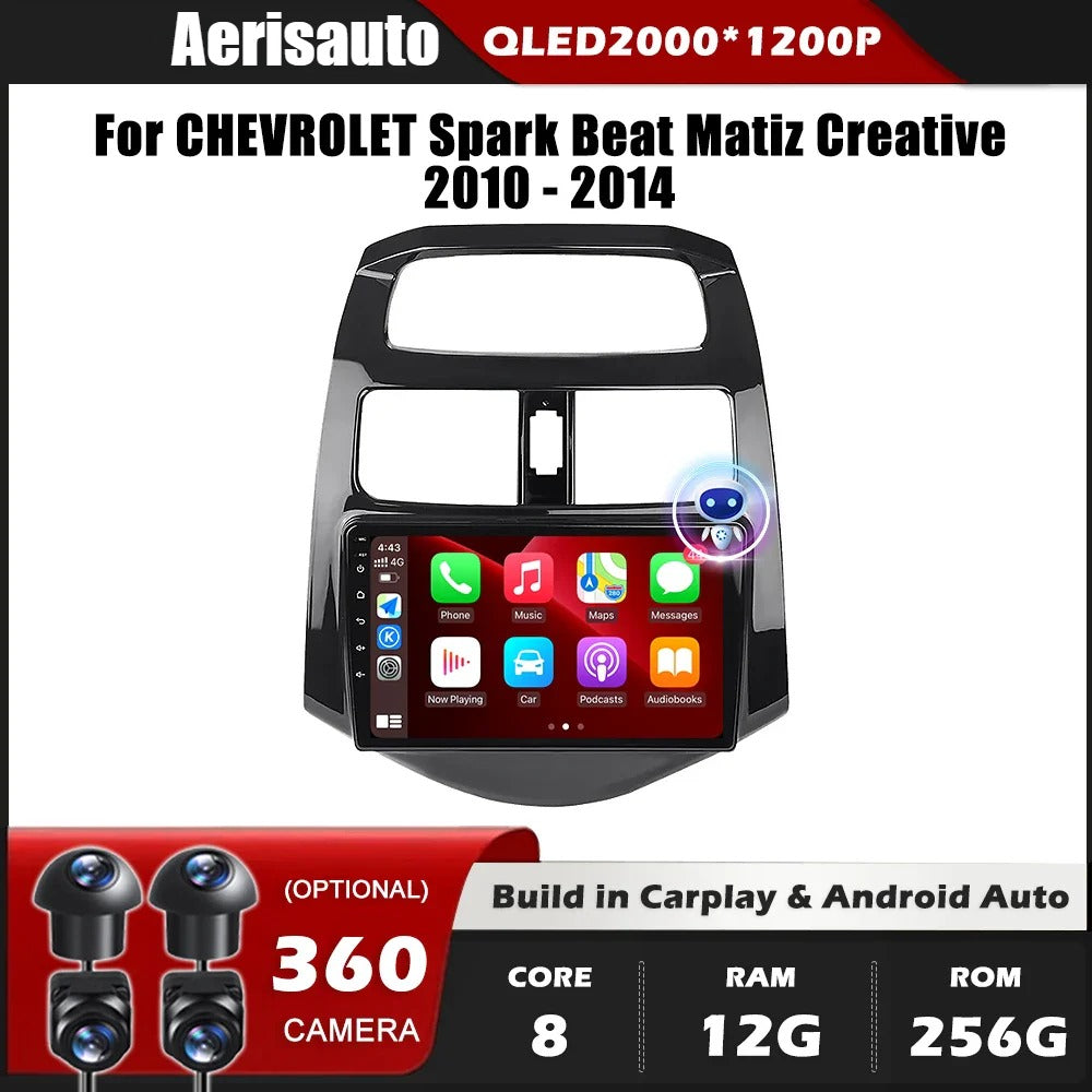 9''For Chevrolet Spark Beat Matiz Creative 2010-2014 AERISAUTO for Apple Android screen and  Android Auto