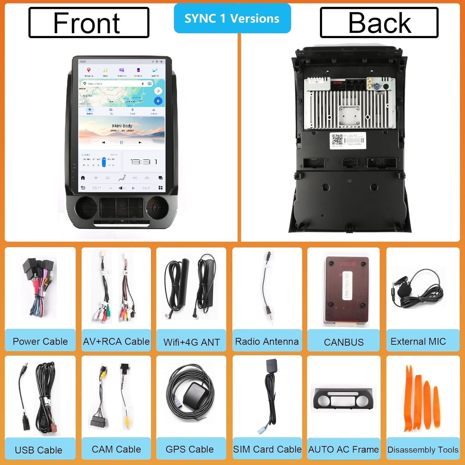 For Ford F250 F350 F450 2017-2021 AERISAUTO for Tesla Style Screen Car Radio Stereo Carplay Upgrade Multimedia Player 14.4 inch