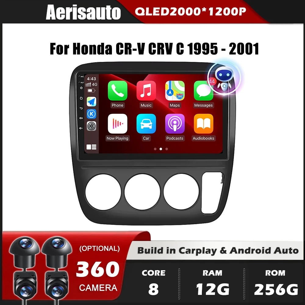 9''For Honda CR-V CRV C 1995-2001 AERISAUTO for Apple Android screen and  Android Auto