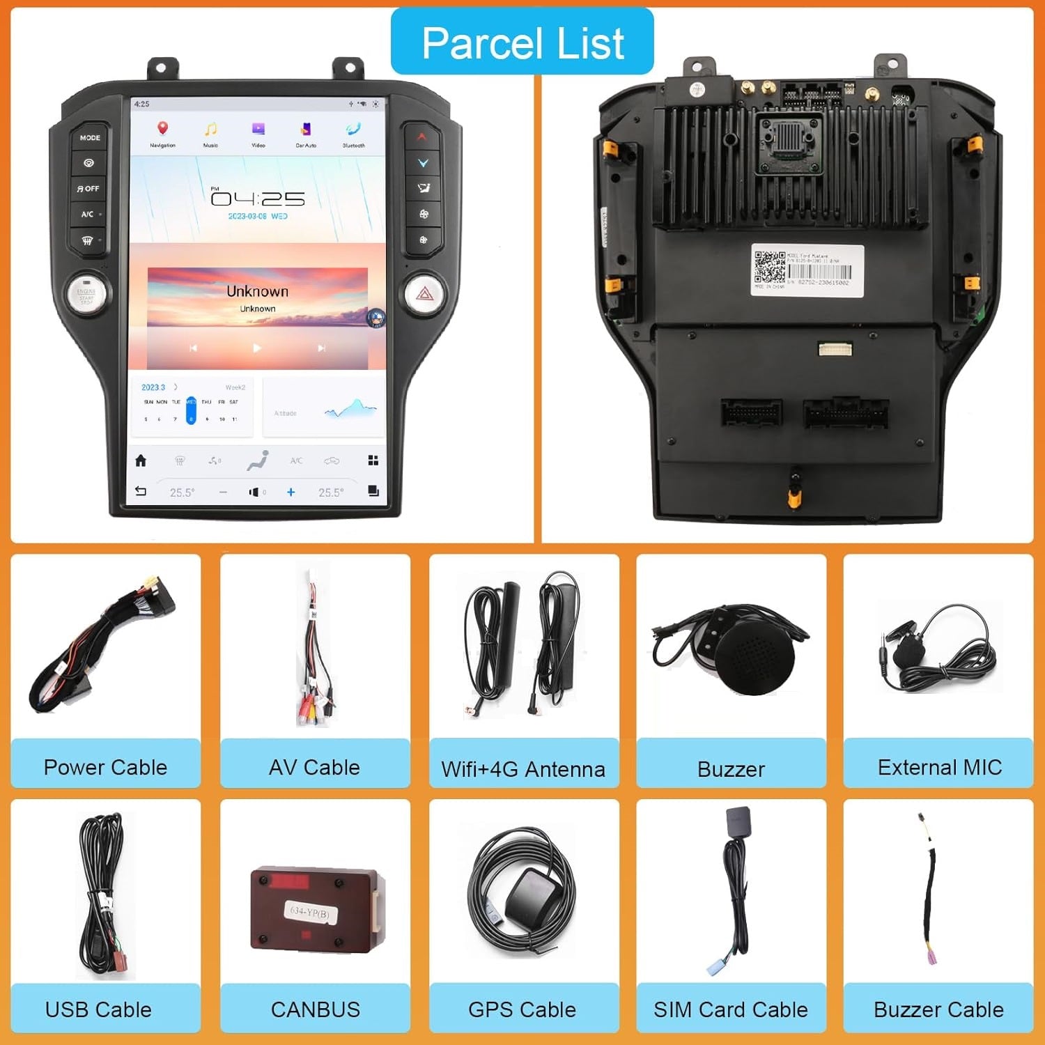 14.4''For Ford Mustang 2015-2023 AERISAUTO for Car Radio Stereo Carplay Upgrade Tesla Style Screen Multimedia Player