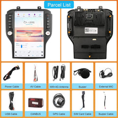 For Ford Mustang 2015-2023 AERISAUTO for Big Vertical Screen Tesla Style Screen Car Radio Stereo