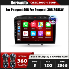 9''For Peugeot 408 Peugeot 308 308 SW AERISAUTO for Apple Android screen and  Android Auto