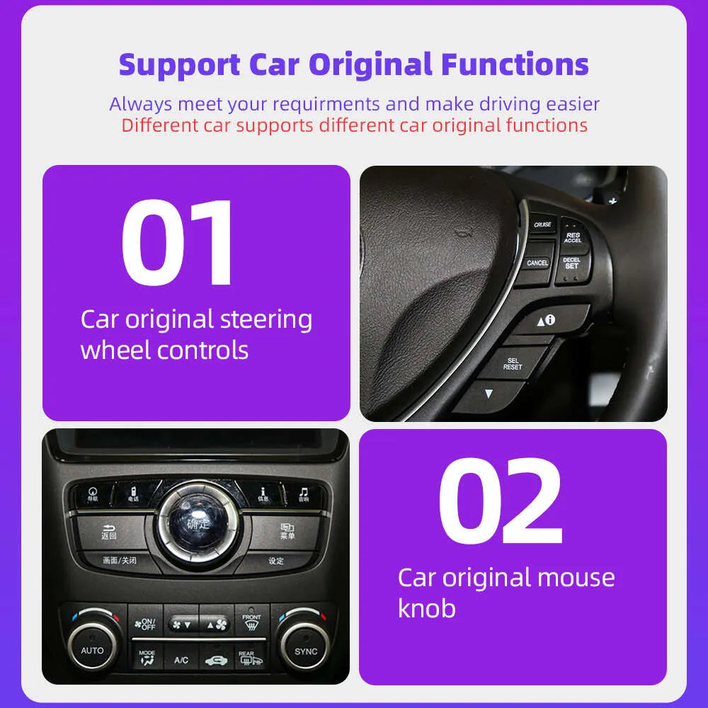 For Acura ILX RDX ZDX TL MDX 2007-2013 AERISAUTO for Apple CarPlay Module and  Android Auto