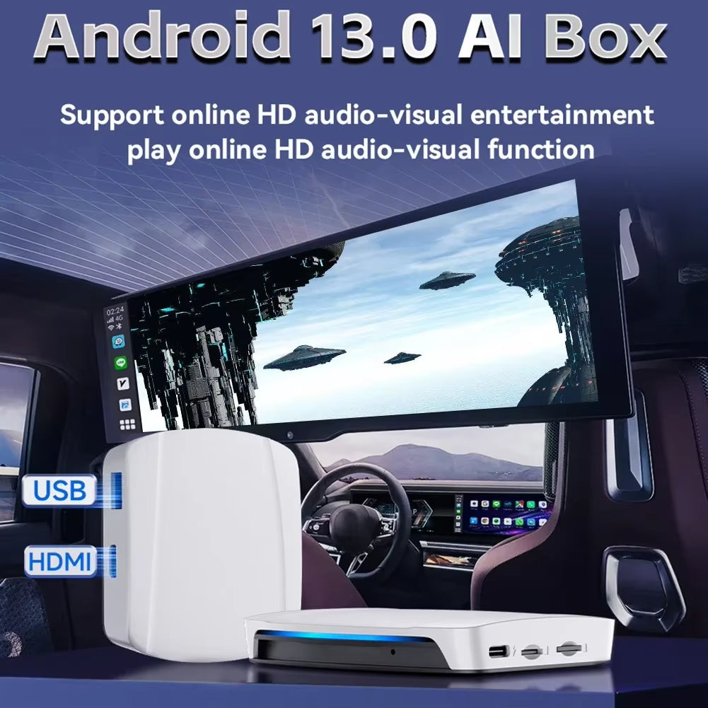 Aerisauto Wireless CarPlay Android Auto Box CarPlay AI Box Android 13 Smart TV Streaming Box SDM660 UHD HDMI-Compatible Output 8GB+128GB