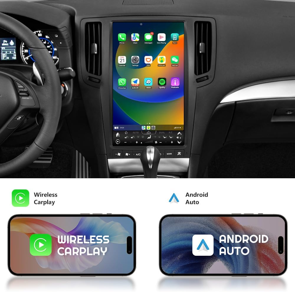 13.6"For Infiniti G35 2007-2013 Tesla Style Car Radio AERISAUTO for Apple Android screen and Android Auto