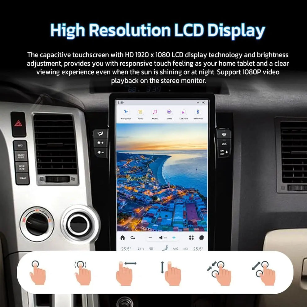 13.6" For Toyota Tundra 2007-2013 Tesla Style Car Radio AERISAUTO for Apple Android screen and Android Auto