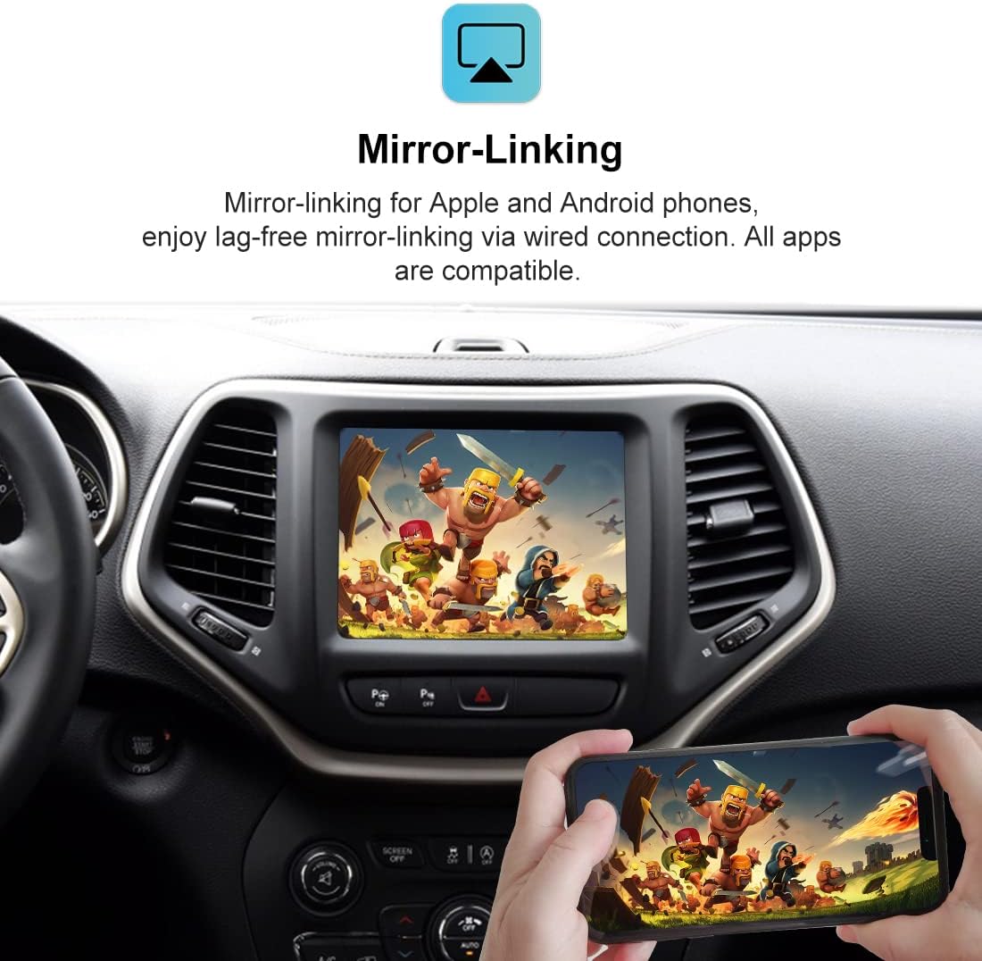 For Jeep Grand Cherokee XJ KL Wrangler 2014-2020 AERISAUTO for Apple CarPlay Module and  Android Auto