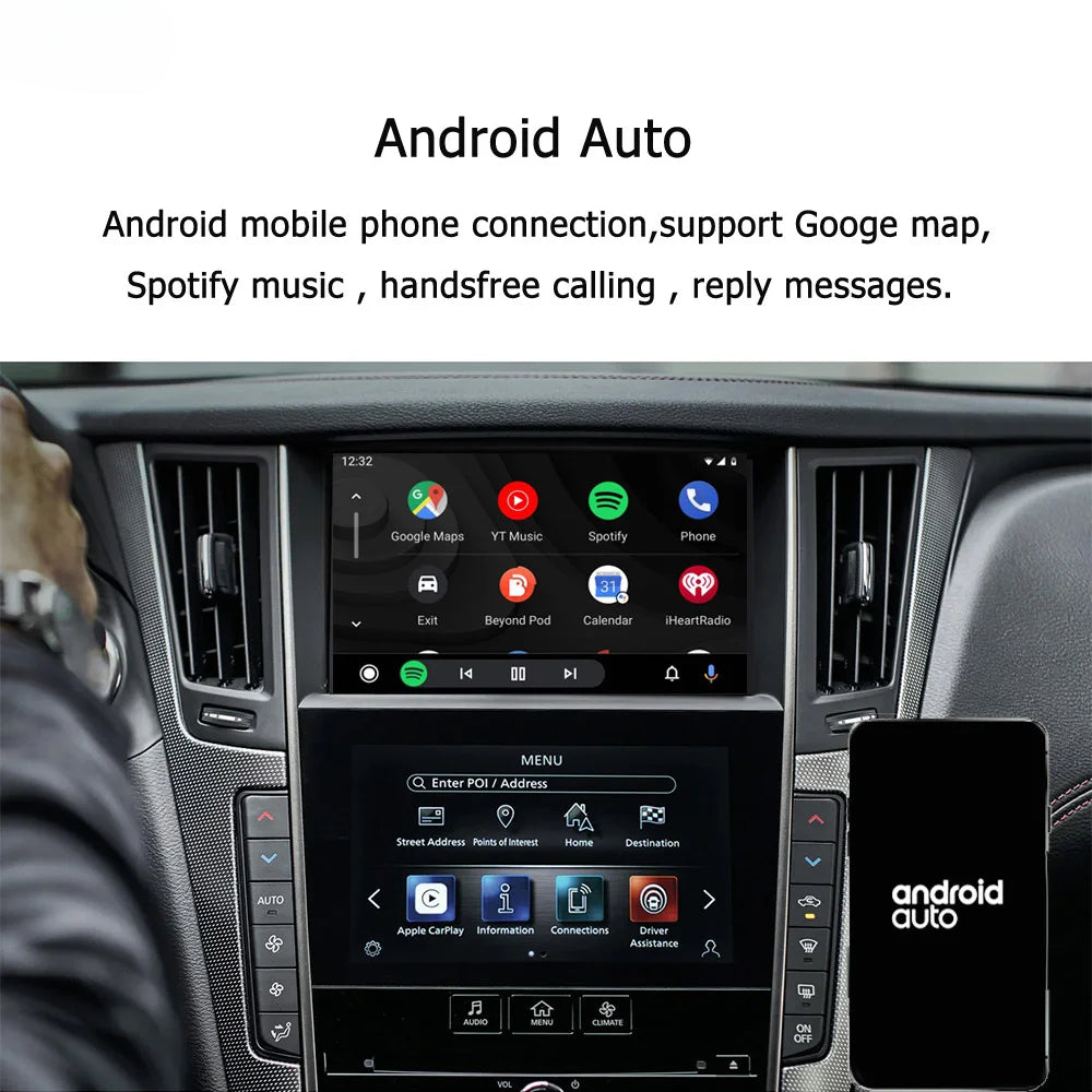 CarPlay Retrofit iOS15 AirPlay pour Infiniti Q50 Q60 Q70 QX50 Q50L Android Auto Apple Car Play Mirroring Système de navigation 