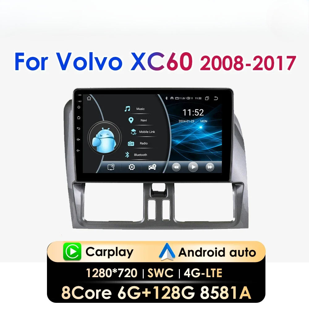 Android 13 9''For Volvo XC60 2008-2017 AERISAUTO for Apple Android screen and  Android Auto