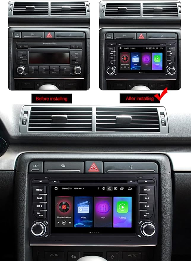 7'' For Audi A4 S4 B6 B7 RS4 8E 8H 2000-2008 AERISAUTO for Apple Android screen and  Android Auto