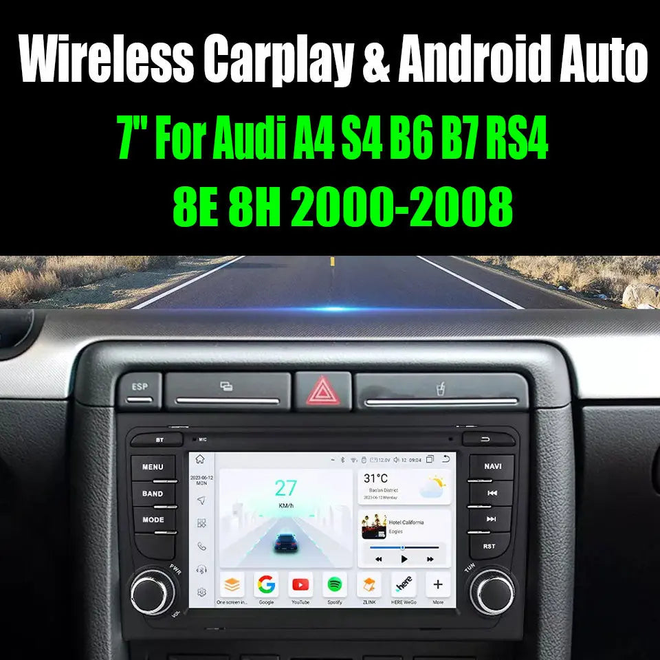 7'' For Audi A4 S4 B6 B7 RS4 8E 8H 2000-2008 AERISAUTO for Apple Android screen and  Android Auto Aerisauto