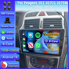 Android 14 9''For Peugeot 307 307CC 307SW 2002-2013 AERISAUTO for Apple Android screen and  Android Auto