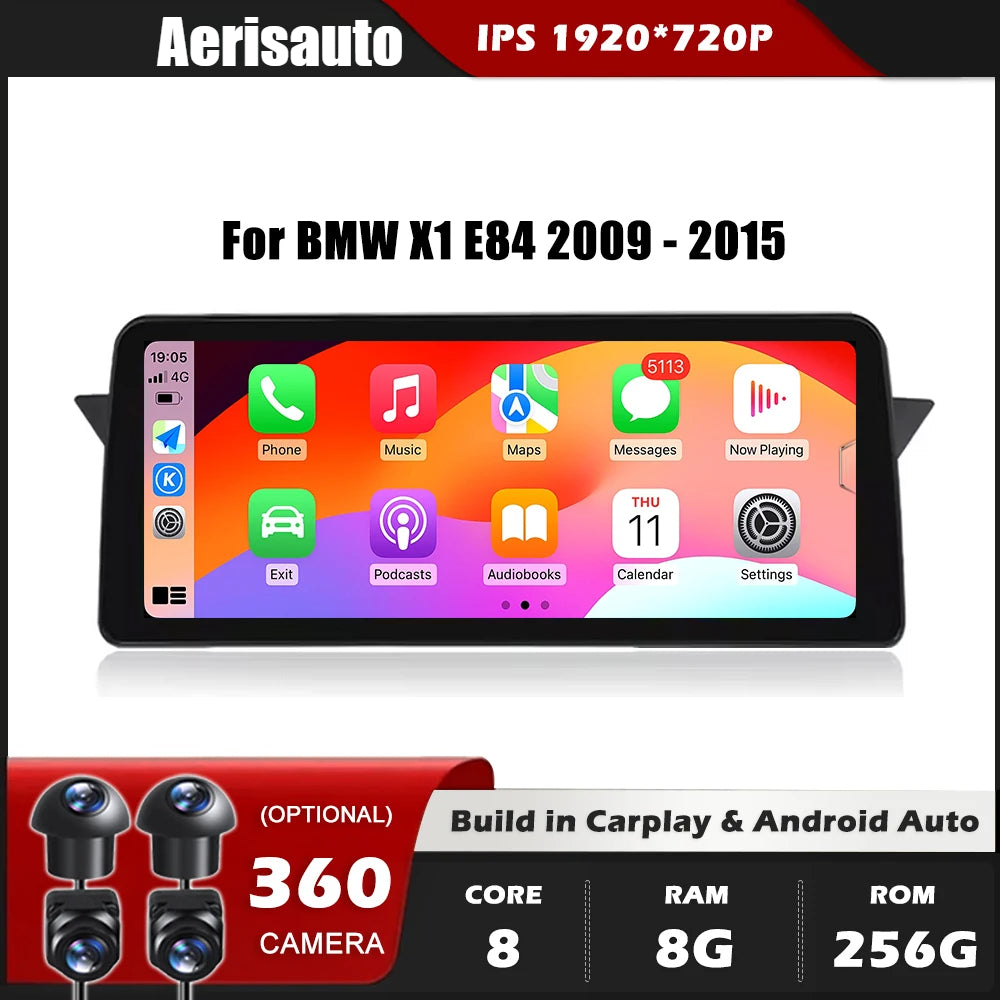 Android 14 12.3''For BMW X1 E84 2009-2015 AERISAUTO for Apple Android screen and  Android Auto