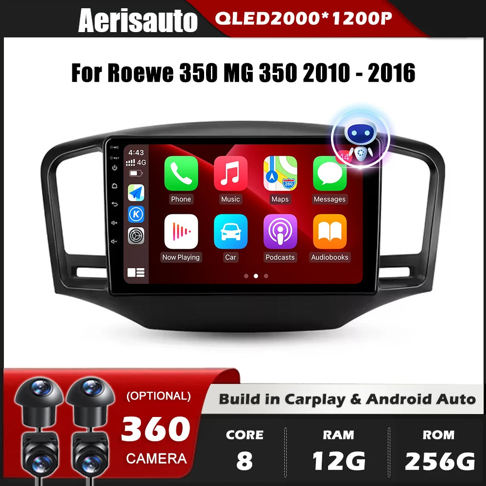 9''For Roewe 350 MG 350 2010-2016 AERISAUTO for Apple Android screen and  Android Auto