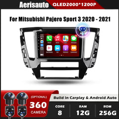 9''For Mitsubishi Pajero Sport 3 2020-2021 AERISAUTO for Apple Android screen and  Android Auto