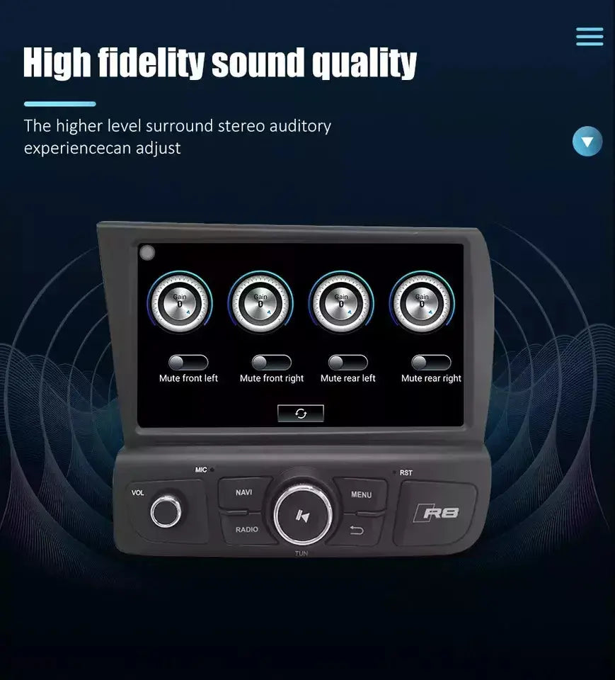 8''For Audi R8 2007-2015 Android 12  AERISAUTO for Apple Android screen and  Android Auto Aerisauto