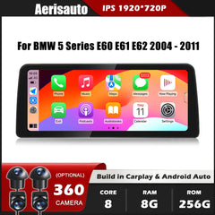 Android 14 12.3''For BMW 5 Series E60 E61 E62 CIC CCC 2004-2011 AERISAUTO for Apple Android screen and  Android Auto