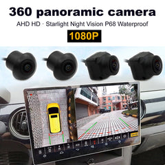 Aerisauto Panoramic Surround View Right+Left+Front+Rear View Camera System for Android Auto Radio Night Vision Car 1080P AHD 360 Camera