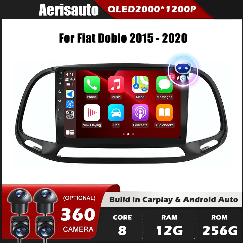 9''For Fiat Doblo 2015 - 2020 AERISAUTO for Apple Android screen and  Android Auto