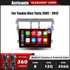 9''For Toyota Vios Yaris 2007-2012 AERISAUTO for Apple Android screen and  Android Auto