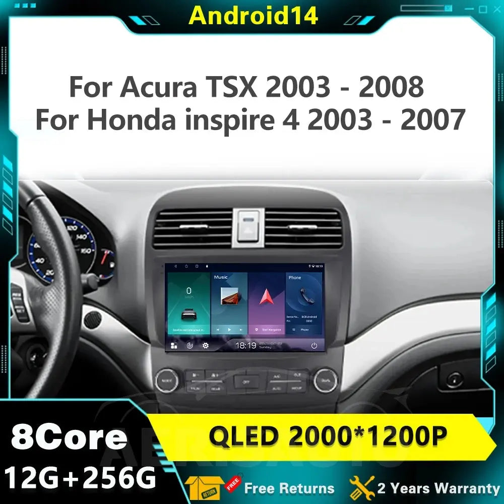 9''For Acura TSX 2003 - 2008 For Honda inspire 4 2003 - 2007 Android 14 AERISAUTO for Apple Android screen and  Android Auto Aerisauto