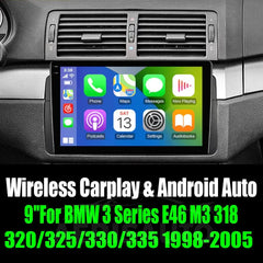 9''For BMW 3 Series E46 M3 318/320/325/330/335 1998-2005 Android 13 AERISAUTO for Apple Android screen and  Android Auto Aerisauto