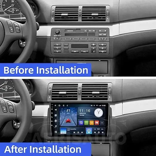 9''For BMW 3 Series E46 M3 318/320/325/330/335 1998-2005 Android 13 AERISAUTO for Apple Android screen and  Android Auto Aerisauto