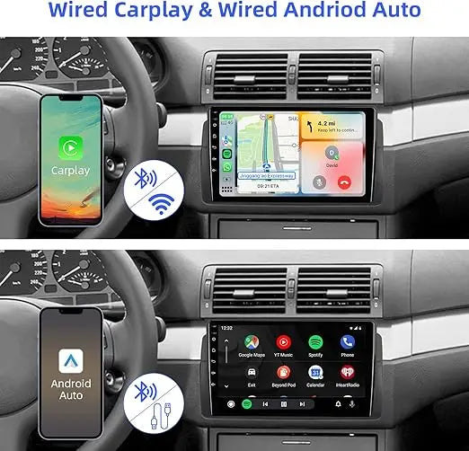 9''For BMW 3 Series E46 M3 318/320/325/330/335 1998-2005 Android 13 AERISAUTO for Apple Android screen and  Android Auto Aerisauto