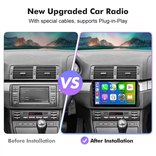 9''For BMW 3 Series E46 M3 318/320/325/330/335 1998-2005 Android 13 AERISAUTO for Apple Android screen and  Android Auto Aerisauto