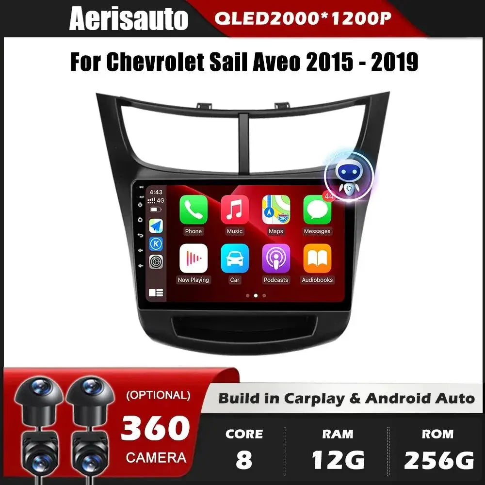 9''For Chevrolet Sail Aveo 2015-2019 AERISAUTO for Apple Android screen and  Android Auto Aerisauto