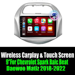 9‘’For Chevrolet Spark Baic Beat Daewoo Matiz 2018-2022 AERISAUTO for Apple Android screen and  Android Auto Aerisauto
