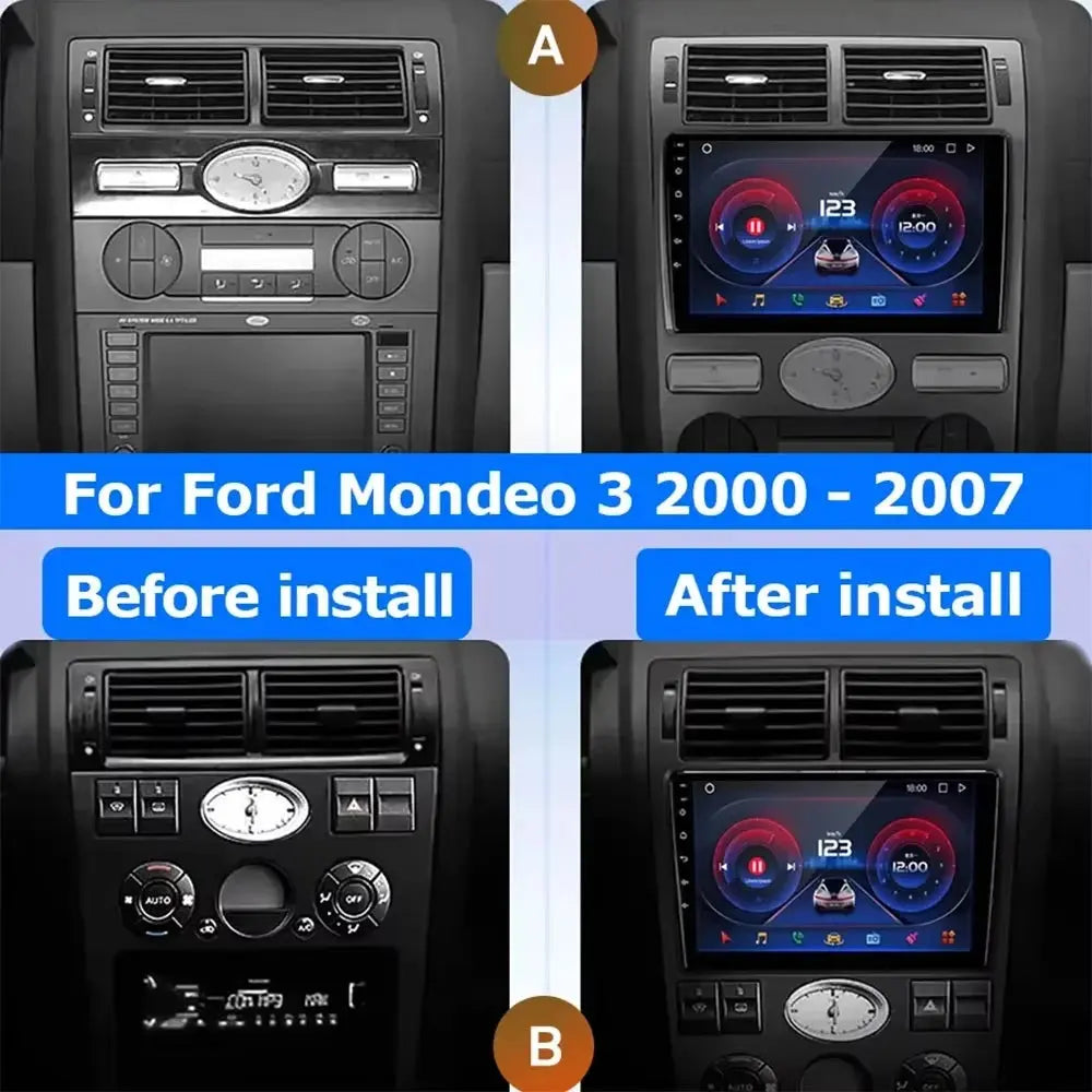 9‘’For Ford Mondeo MK 3 2000-2007 Android 14 AERISAUTO for Apple Android screen and  Android Auto Aerisauto