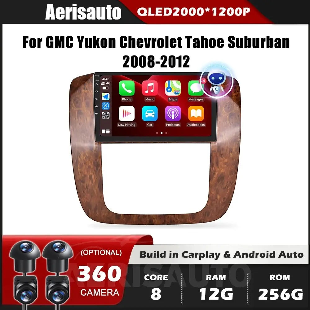 9''For GMC Youkon Chevrolet Tahoe Suburban 2008-2012 AERISAUTO for Apple Android screen and  Android Auto Aerisauto