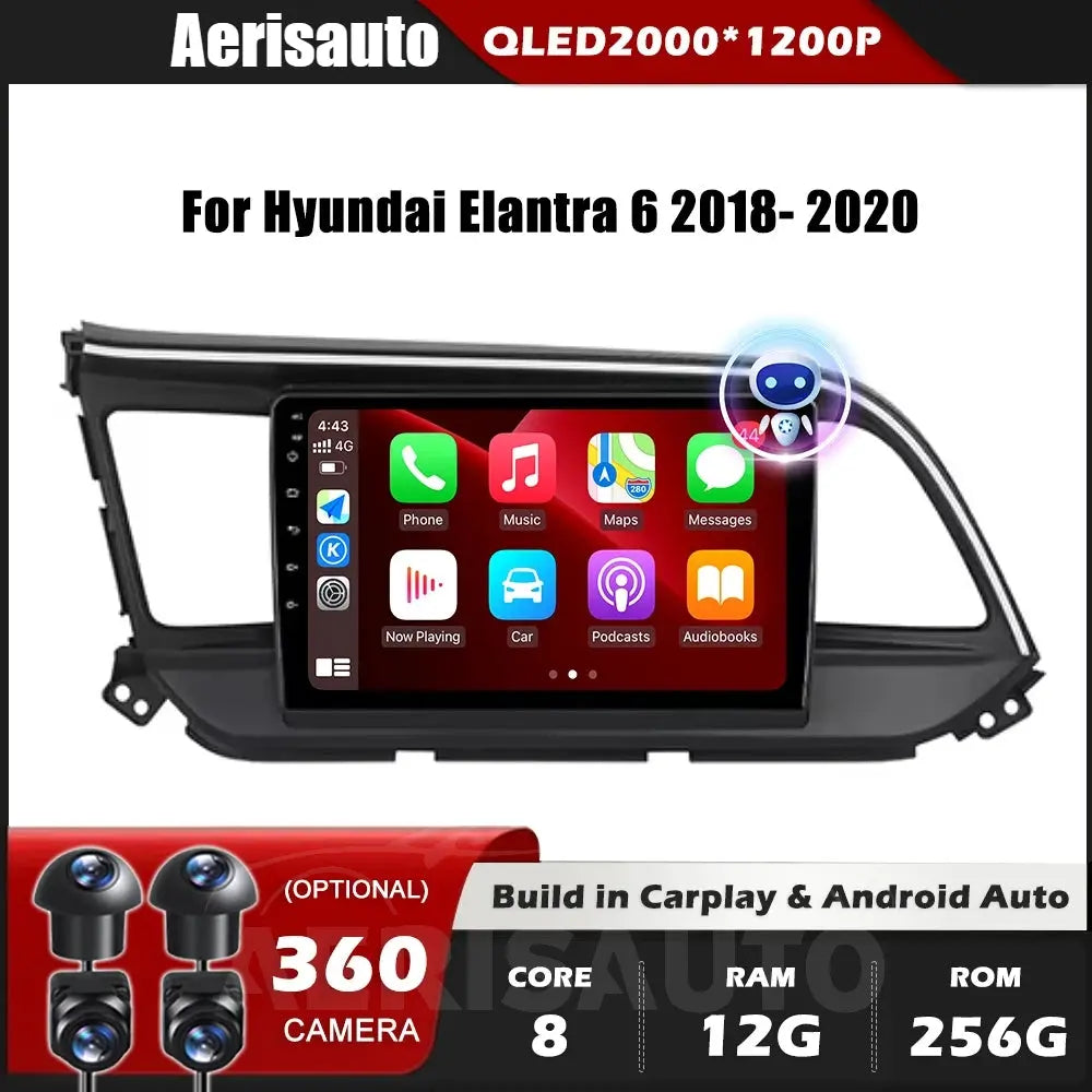 9''For Hyundai Elantra 6 2018-2020 AERISAUTO for Apple Android screen and  Android Auto Aerisauto
