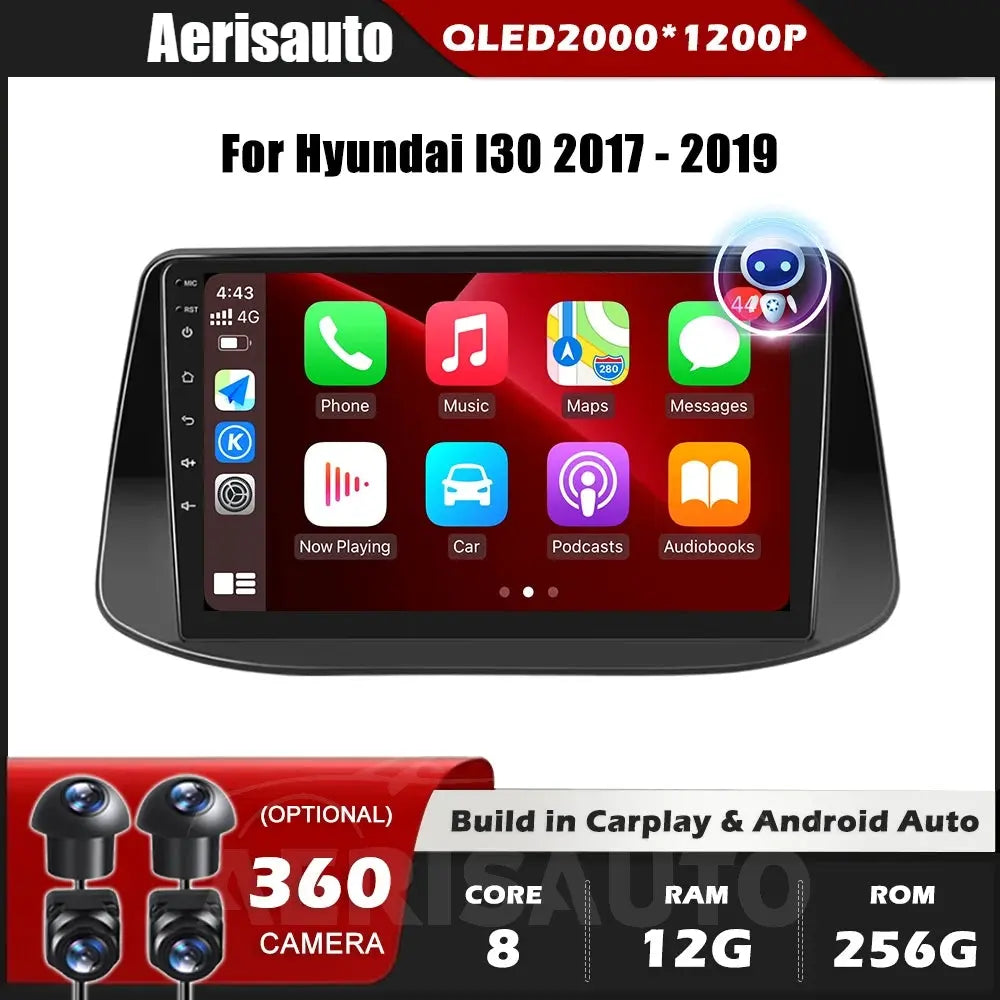 9''For Hyundai I30 2017-2019 AERISAUTO for Apple Android screen and  Android Auto Aerisauto