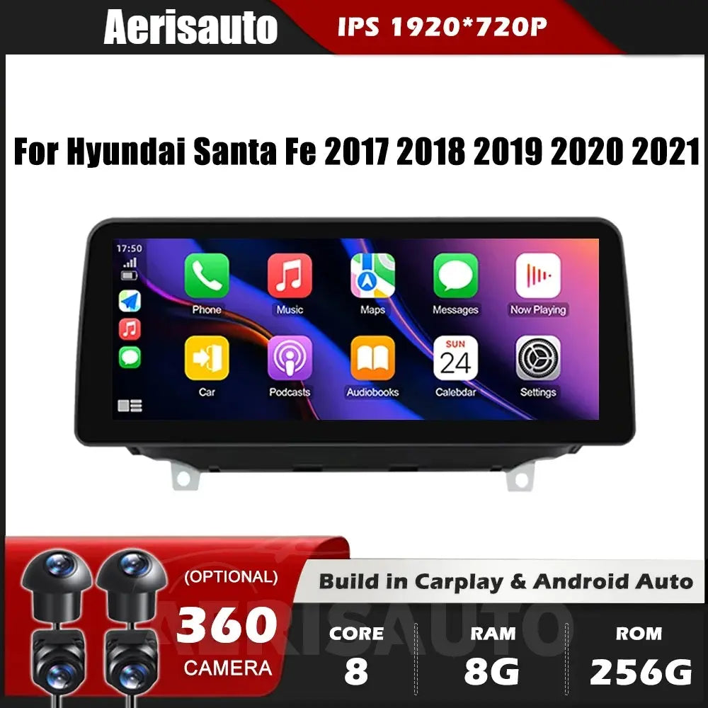 9''For Hyundai Santa Fe 2017-2021 AERISAUTO for Apple Android screen and  Android Auto Aerisauto