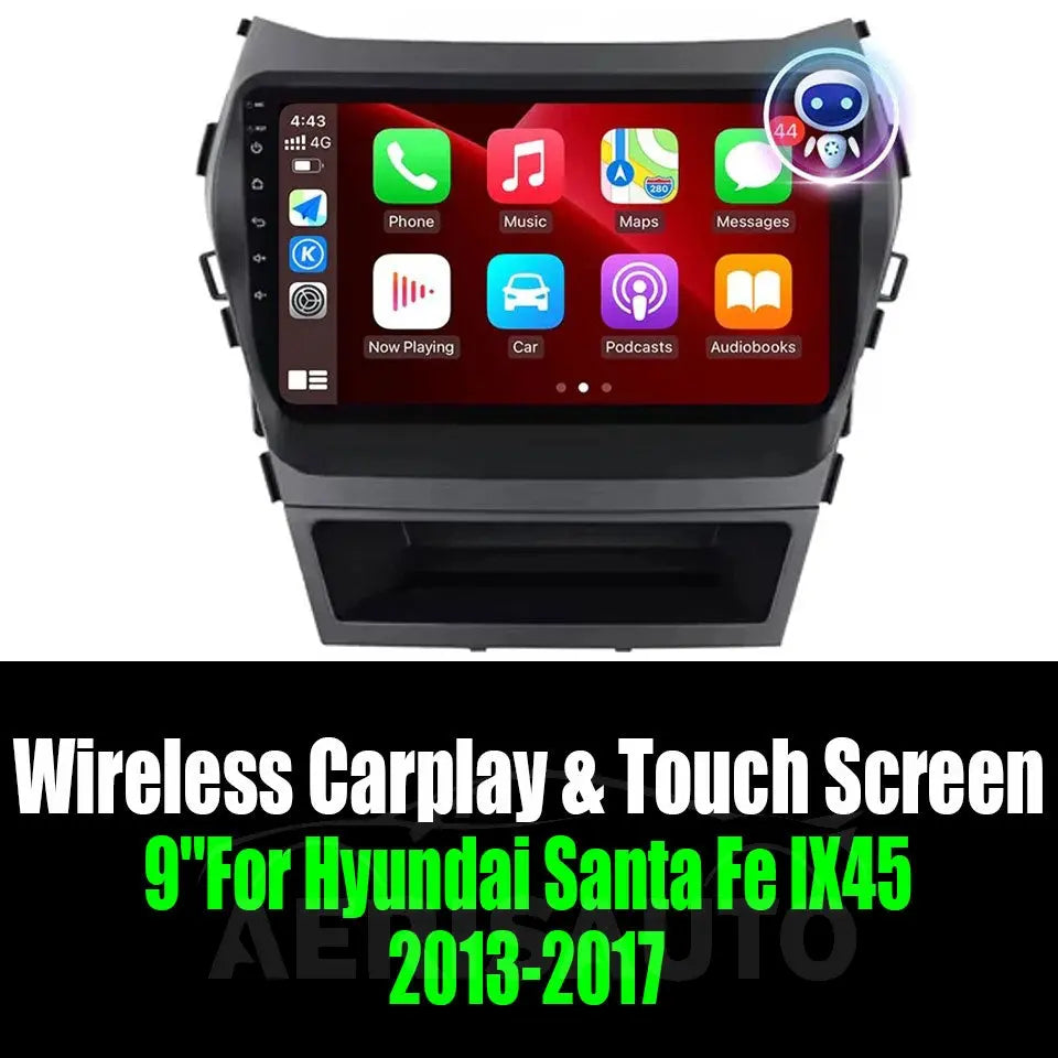 9''For Hyundai Santa Fe IX45 2013-2017 AERISAUTO for Apple Android screen and  Android Auto Aerisauto