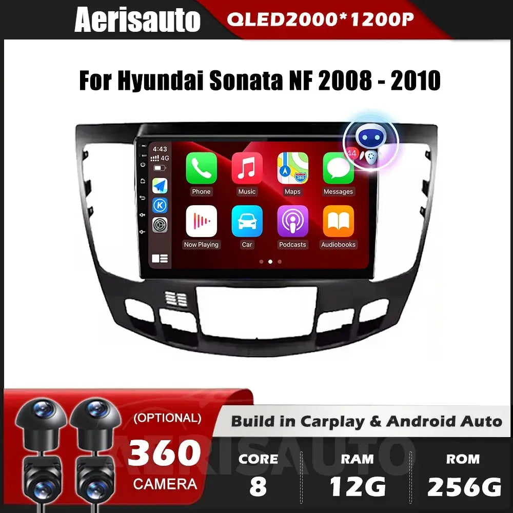 9''For Hyundai Sonata NF 2008-2010 AERISAUTO for Apple Android screen and  Android Auto Aerisauto