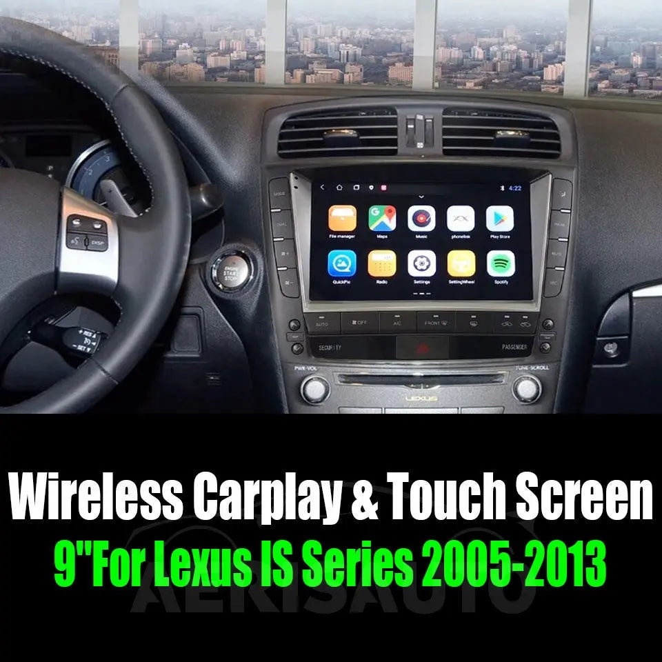 9''For Lexus IS Series 2005-2013 Android 11.0 AERISAUTO for Apple Android screen and  Android Auto Aerisauto