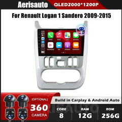 9''For Renault Logan 1 Sandero 2009-2015 AERISAUTO for Apple Android screen and  Android Auto Aerisauto
