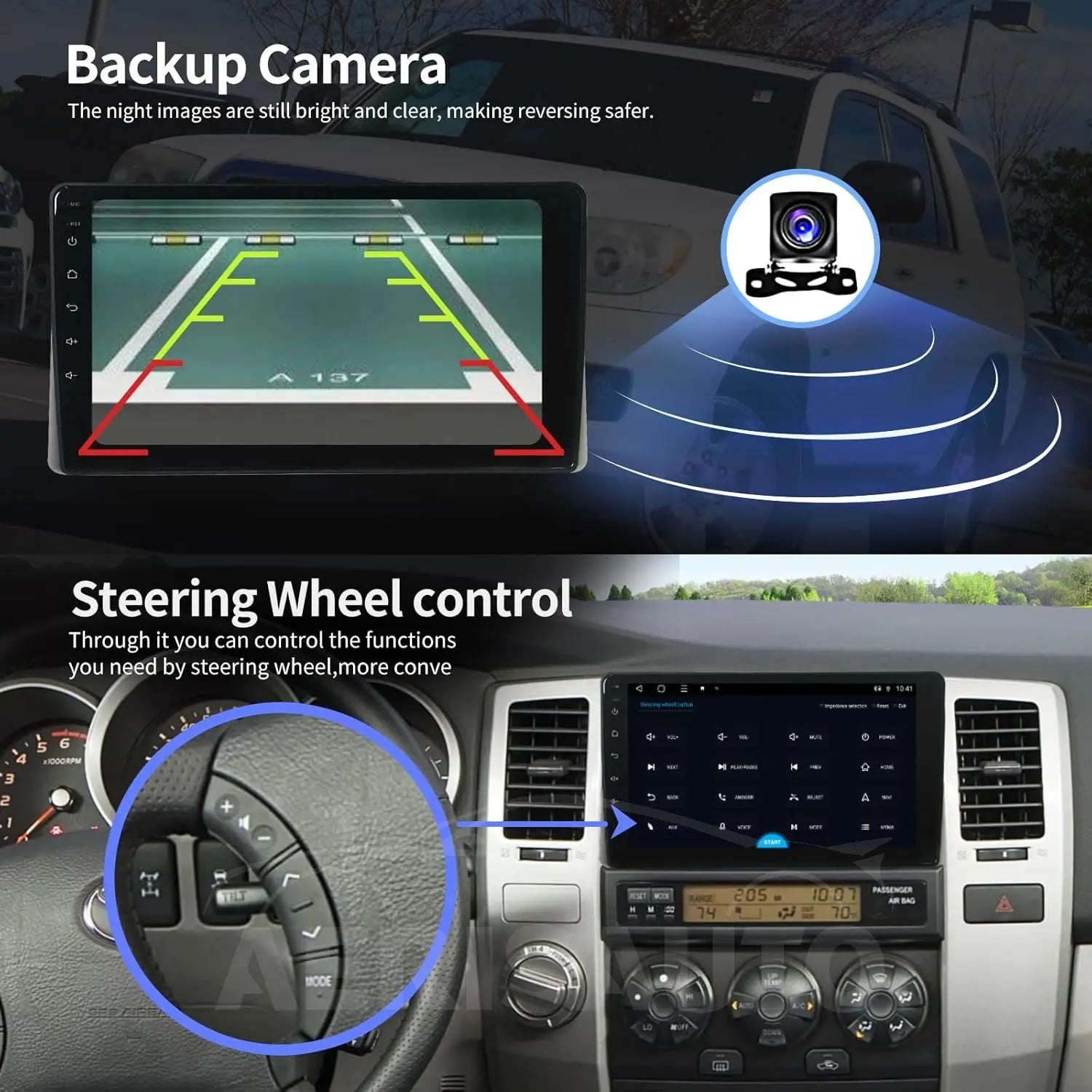 9''For Toyota 4Runner 2003-2009 AERISAUTO for Apple Android screen and  Android Auto Aerisauto