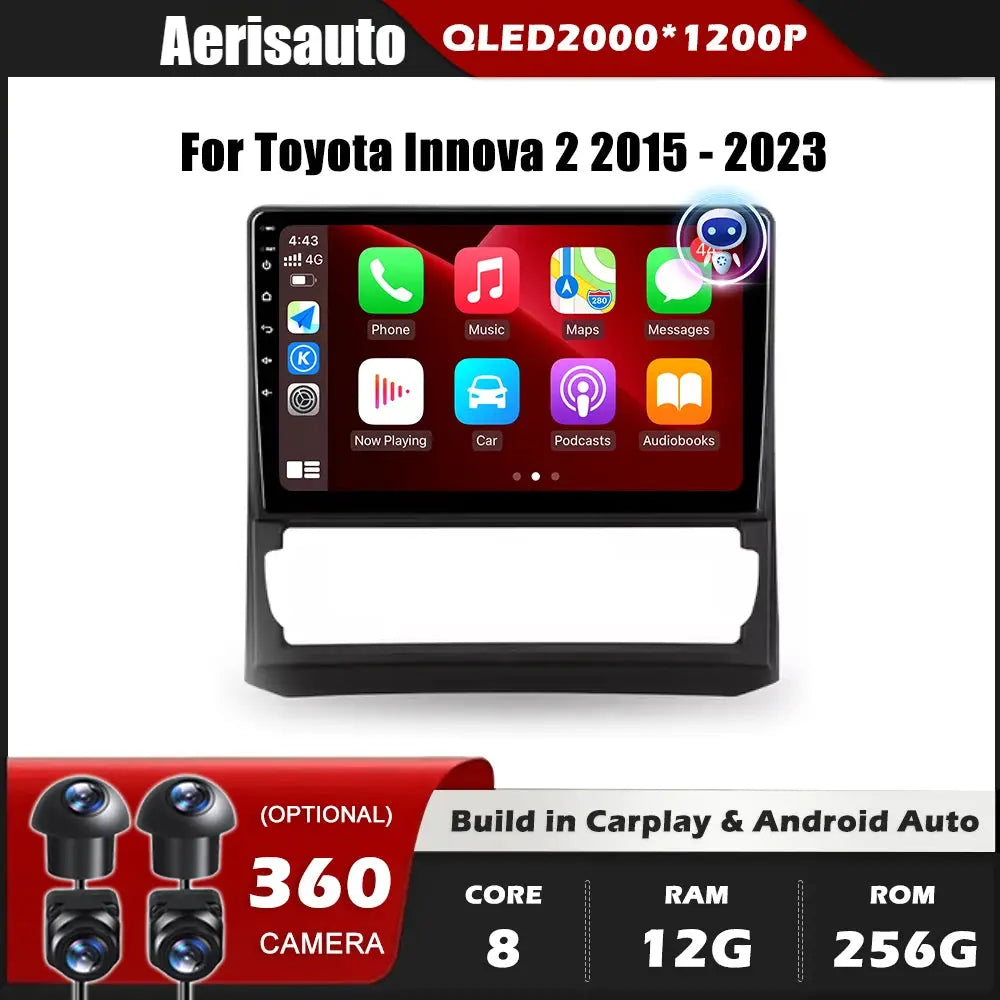 9''For Toyota Innova 2 2015 - 2023 AERISAUTO for Apple Android screen and  Android Auto Aerisauto