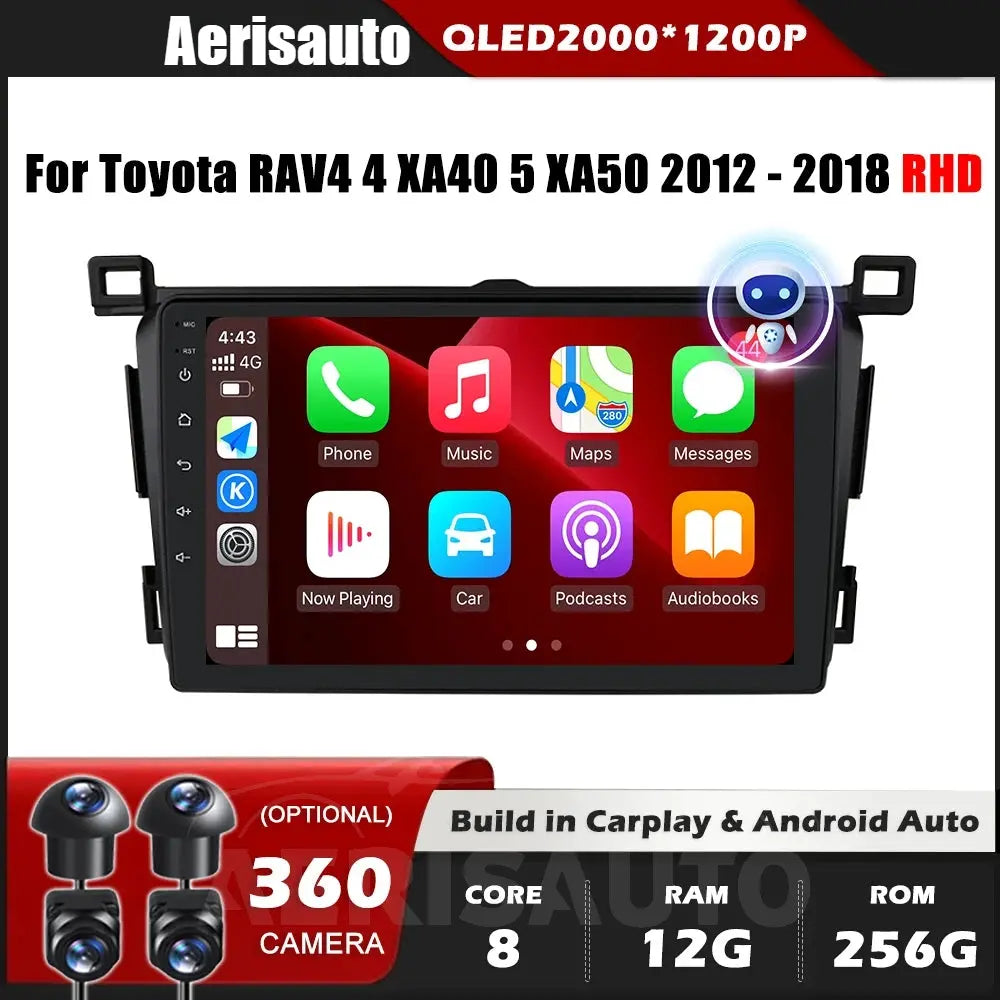9‘’For Toyota RAV4 4 XA40 5 XA50 2012-2018 AERISAUTO for Apple Android screen and  Android Auto Aerisauto
