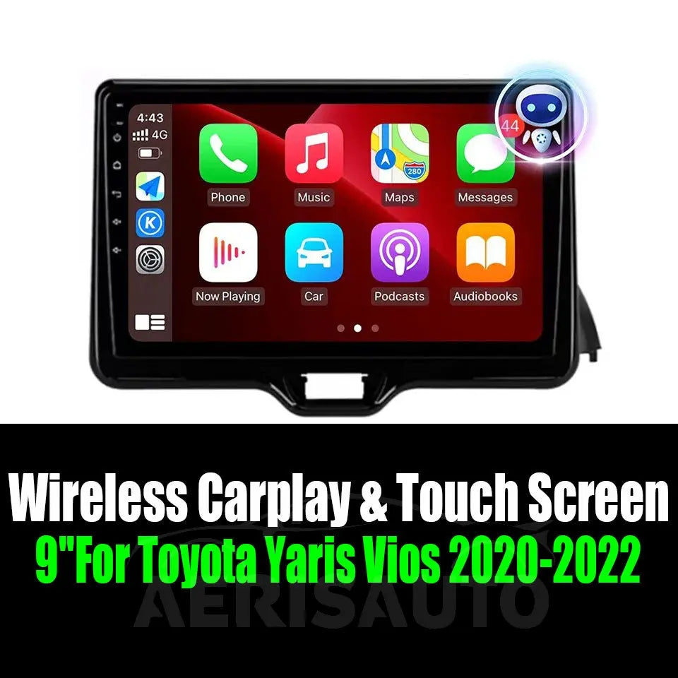 9''For Toyota Yaris Vios 2020-2022 AERISAUTO for Apple Android screen and  Android Auto Aerisauto