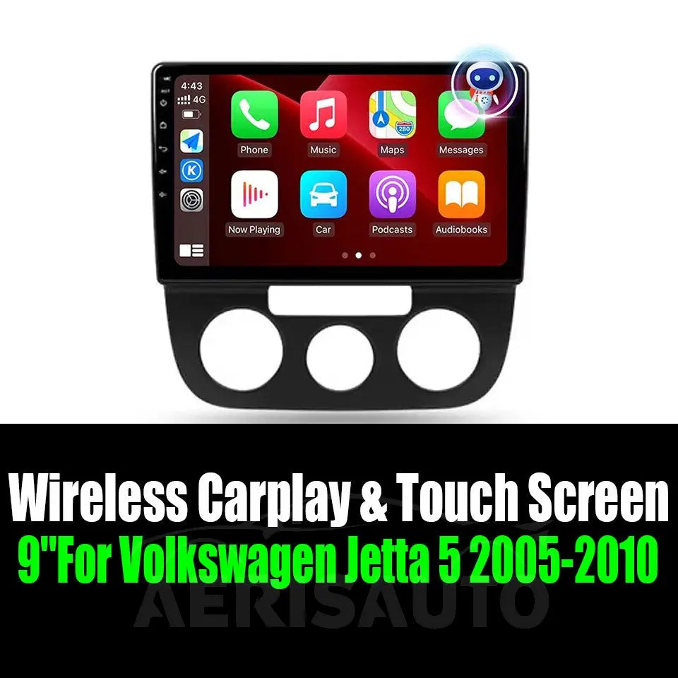 9''For Volkswagen Jetta 5 2005-2010 AERISAUTO for Apple Android screen and  Android Auto Aerisauto