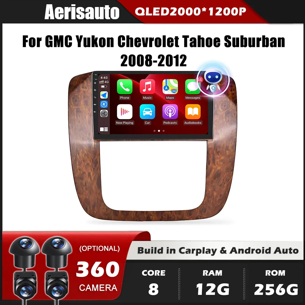 9''For GMC Youkon Chevrolet Tahoe Suburban 2008-2012 AERISAUTO for Apple Android screen and  Android Auto