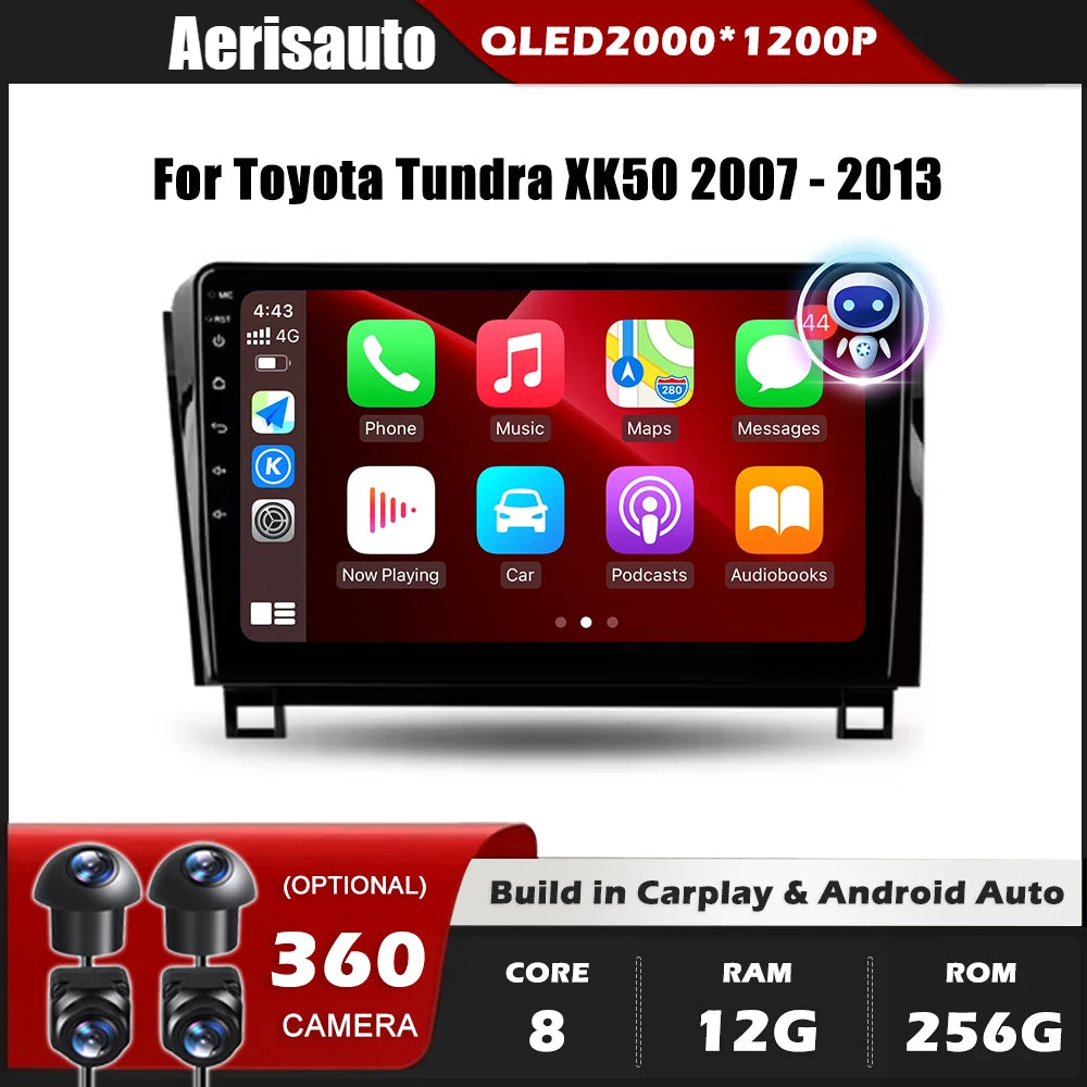 9''For Toyota Tundra XK50 2007-2013 AERISAUTO for Apple Android screen and  Android Auto